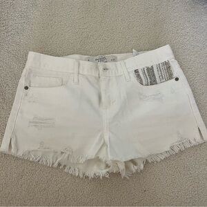 Abercrombie & Fitch White Jean Shorts Distressed Frayed Hem